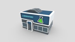 Stylized Laboratory Building office, modern, lab, chemical, stylised, science, game-ready, hi-tech, beaker, workplace, cartoon, lowpoly, sci-fi, futuristic, technology, industrial, environment