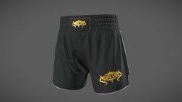 MMA Shorts Black body, cloth, fighter, textile, fight, shorts, mma, shopping, sports, gym, league, store, printed, player, exercise, soccer, showcase, boxer, boxing, combat, team, uniform, fabric, branded, jersey, ufc, martialarts, thai, workout, kickboxing, muaythai, pbr-texturing, character, pbr, lowpoly, male, sport, clothing, boxershorts, "mixedmartialarts"