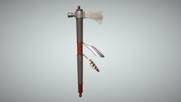 Pipe Tomahawk hammer, indian, retro, tools, ax, sharp, apache, equipment, america, native, american, handle, metal, tool, old, iron, traditional, feathers, feather, tomahawk, scalp, carpentry, beads, iroquois, weapon, 3dsmax, 3dsmaxpublisher, art, axe, wood, war, hand, blade, history, steel