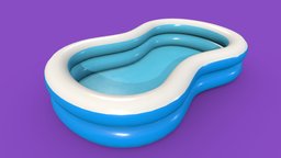 Bowed Inflatable pool Low-poly 3D model kids, curved, swing, pool, family, inflatable, water, beach, vacation, sunlight, swiming, floting, house, home, plastic, sea, bowed, ringpool, flotable, flotate, extero