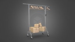 Clothes Rack storage, wheels, rack, accessories, shopping, clothes, industry, store, obj, cardboard, fbx, metal, box, delivery, package, highquality, clotheshanger, pbr, shop, interior, highpoly, industrial