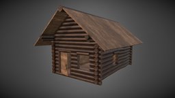 Log wood Cabin medieval, wooden-house, log-cabin, medieval2totalwar, medievalfantasyassets, log-log-cabin, texturing, low-poly, house, wood