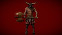 Minotaur beast, greek, ancient, unreal, minotaur, bull, 4k, mythology, roman, mythical, character, unity, game, blender, pbr, axe, creature, monster, rigged, horror, noai