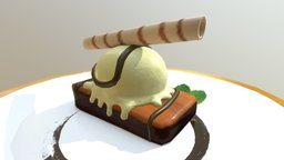 Brownie with ice-cream :P icecream, dessert, brownie, lowpolydessertchallenge