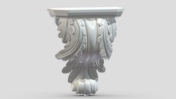 Scroll Corbel 04 stl, room, printing, set, element, luxury, console, architectural, detail, column, module, pack, ornament, molding, cornice, carving, classic, decorative, bracket, capital, decor, print, printable, baroque, classical, kitbash, pearlworks, architecture, 3d, house, decoration, interior, wall, pearlwork
