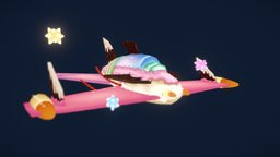 The Candy Cruiser cute, candy, stars, handpainted, plane, spaceship, handpainted-lowpoly