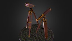 Old Telescope telescope, antique, brass, old, tripod, refractor