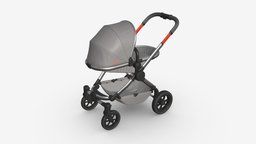 Baby stroller 02 buggy, baby, kid, mom, care, transformer, mother, child, park, family, outdoor, woman, nature, carriage, stroller, toddler, pushing, parent, 3d, pbr
