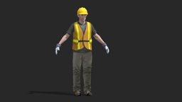 Construction Worker Low Poly mechanic, avatar, oil, people, mining, underground, generic, miner, rig, ready, vr, worker, safety, coal, rescue, offshore, realisitc, workman, roughneck, ppe, asset, game, pbr, man, female, male, construction, longwall