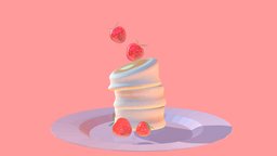Pancake cute, cafe, berry, sweet, strawberry, pancake, substancepainter, substance