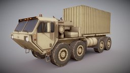 Heavy Expanded Mobility Tactical Truck scene, base, modern, crate, truck, us, trailer, prop, army, desert, unreal, ready, vr, offroad, fbx, tractor, realistic, cargo, marines, iraq, afghanistan, 8x8, nato, hauler, hemtt, unity, game, blender, vehicle, pbr, military, usa, m977