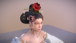 Empress of China hair, sculpt, autodesk, red, style, white, japan, asia, substancepainter, substance