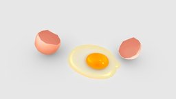 Cartoon egg liquid-egg yolk-broken egg-eggshell food, bird, egg, chicken, broken, shell, breakfast, kitchen, nature, liquid, lowpolymodel, eggshell, yolk, boiled, handpainted, eggcup