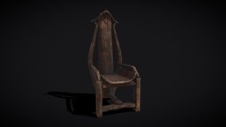 Tall Driftwood Chair bar, stool, wooden, high, restaurant, viking, medieval, chairs, seat, driftwood, antique, rustic, tavern, furniture, living, old, norse, chair, wood, interior