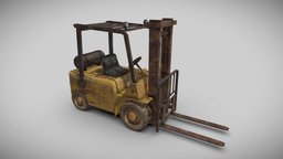 Old Forklift truck, gas, rust, warehouse, heavy, transport, forklift, rusty, logistics, loader, rusted, dirt, dirty, cargo, old, machine, tran, logistic, vehicle, low, poly, construction, industrial