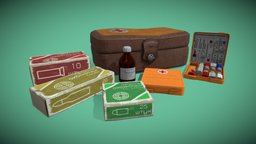 Ammunition And First Aid Kit Pack Low-Poly PBR kit, aid, pack, bag, box, medicine, ussr, game-ready, ammunition, patron, low-poly, blender, pbr, russuan