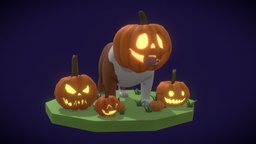 Halloween Bulldog food, plants, little, baby, dog, happy, animals, six, bulldog, bright, english, mood, dogs, celebration, halloween-pumpkin, doggo, tonge, handpainted, lowpoly, animal, halloween, pumpkin, english_bulldog, noai