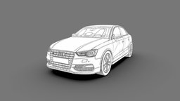 Audi A3 Limousine 3d blueprint european, sedan, audi, german, urban, compact, a3, s3, blueprint, limousine, full-size, transports, low-poly, vehicle, car, city
