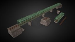 Rail Iron Bridge Modular Pack assets, buildings, gamedesign, vr, iron, leveldesign, ironbridge, gameart, gameasset, bridge