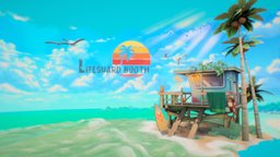 Lifeguard booth ocean, beach, coconut, palms, palmtree, lowpoly-3dsmax, lowpolymodel, low-poly-game-assets, seagulls, stylized-texture, substancepainter, handpainted, 3dsmax, lowpoly, substance-painter, sea, light, handpainted-lowpoly, seaboard, lifeguard-ring, lifeguard-booth