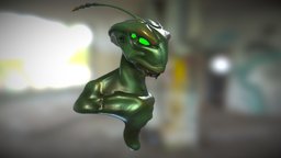 Soy Bean alien, mantis, insectoid, bust, zbrush