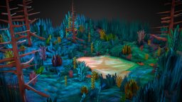 Forest clearing trees, tree, scene, forest, grass, plants, lake, dream, painted, mystic, collection, bright, nature, bush, amazing, free3dmodel, fairytale, colorful, blender-3d, enchanted, downloadable, psychedelic, mysterious, meadow, location, painted-texture, freemodel, low-poly-blender, magicplant, handpainted, low-poly, cartoon, game, blender3d, gameart, low, wood, free, concept, "download", "magic", "handpainted-lowpoly"