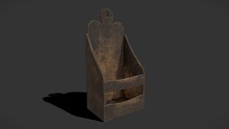 Rustic_Medieval_Wooden_Holder storage, wooden, shelf, bedroom, chest, viking, medieval, holder, wall