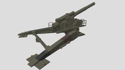 240 mm howitzer M1 "Black Dragon" ww2, army, cannon, blockbench, low-poly, usa