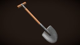 Stylized Western Shovel wooden, toon, western, props, iron, shovel, unrealengine, wildwest, pbr, stylized, gameready