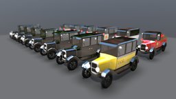 Lowpoly Vintage Car Pack 1920s police, ambulance, vintage, classic, mafia, old-car, 1928, gangster, 1926, 1920s, 1920, 1921, fire-truck, vintagecar, 1927, 1925, ford-model-t, 1922, lowpoly, low, poly, 1924, 1923