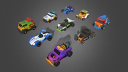 Low Poly Tiny Cartoon Racing Cars Asset Pack arcade, toon, tiny, models, casual, karting, low-poly, cartoon, 3d, lowpoly, racing, car, stylized, race, hypercasual