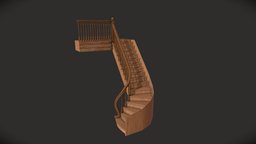 Wooden staircase (Stairs) stairs, props, realistic, substance_painter, sell, im-looking-for-work, substance, staircase, blender, texture, blender3d, substance-painter, home, wood, interior