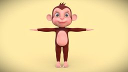 Cartoon Monkey monkey, cute, ape, toony, jungle, cartoonmodel, cartoonmonkey, maya, character, 3d, zbrush, animal, 3dmax, maxmaya