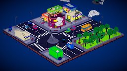 Lowpoly City in the night pokemon, simpsons, rickandmorty, lowpolycity, blender, lowpoly, blender3d, city