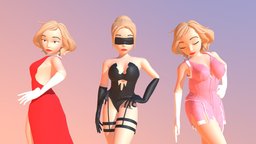 Woman hair, , clothes, hot, dress, woman, animtion, costumes, pretty, blendshapes, emotion, lingerie, beautyful, maya, girl, 3d, model, rigged