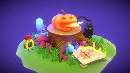 Halloween for a friend potion, halloween-pumpkin, handpainted, book, halloween, magic