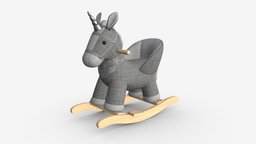 Baby unicorn rocking chair 01 object, unicorn, wooden, cute, little, baby, kid, toy, happy, vintage, rocking, child, play, ride, childhood, 3d, pbr, chair, horse, decoration