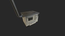 Old Stove pbr games, retro, unreal, cooker, stove, fuel, old, unity, game, pbr, lowpoly, wood