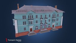 House type-62 with small shop ussr, typical, ukraine, citiesskylines, stalin, soviet-architecture, architecture, low-poly, game, lowpoly, gameasset