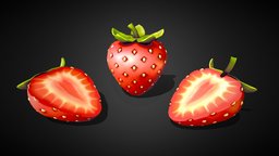 Strawberry Fruit Sliced Model fruit, strawberry, downloadable, sliced, freemodel, model, fruitscan