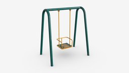 Playground metal swing 01 kid, fun, child, swing, play, park, exercise, outdoor, playground, metal, activity, childhood, recreation, swinging, game, 3d, pbr, sport