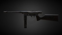 Halcon M1943 Submachine gun submachine, pistol, fusil, argentine, halcon, weapon, blender, lowpoly