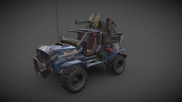 Jeep Game suv, 4x4, jeep, extreme, safari, game, vehicle, lowpoly, car, gun
