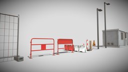 Signage  Pack fence, rectangular, dressing, triangle, work, travaux, post, build, cone, sign, cabin, baked, site, stock, items, floor-lamp, divider, chantier, worksite, signpack, lane-splitter, substancepainter, substance, lowpoly, poly, buildingset