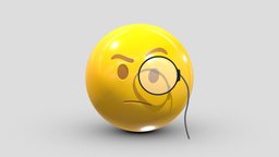 Apple Face With Monocle face, set, apple, messenger, smart, pack, collection, icon, vr, ar, smartphone, android, ios, samsung, phone, print, logo, cellphone, facebook, emoticon, emotion, emoji, chatting, animoji, asset, game, 3d, low, poly, mobile, funny, emojis, memoji
