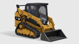Caterpillar loader cat, tracks, visualization, heavy, loader, baked, site, machine, repair, 259d, skidsteer, substance, blender, pbr, archaeology, gear, construction