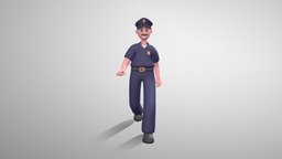 Stylized Policeman police, games, unreal, mixamo, officer, uniform, game-ready, blender, animated, male, rigged