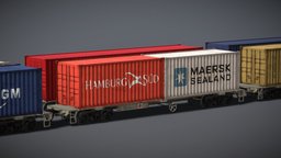 Railway Shipping Container Wagons Pack train, railroad, transportation, transport, australia, railway, queensland, cargo, carriage, trains, freight, transit, freightcar, rollingstock, train-car, transport-fever