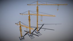 Liebherr 630 EC-H 40 Tower Crane (Yellow) tower, germany, game-ready, crane, game-prop, low-polly, liebherr, tower-crane, construction, ec-h40