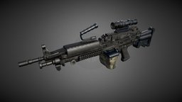 M249 Machine Gun rifle, shooter, metal, sniper, m249, blender-3d, firstpersonshooter, substancemachine, pbr-texturing, substancepainter, blender, gun, war